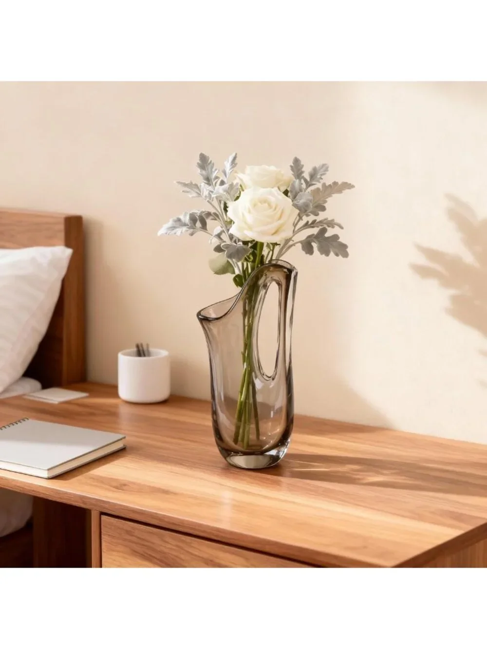 Rustic Brown Glass Flower Vase - 12.6